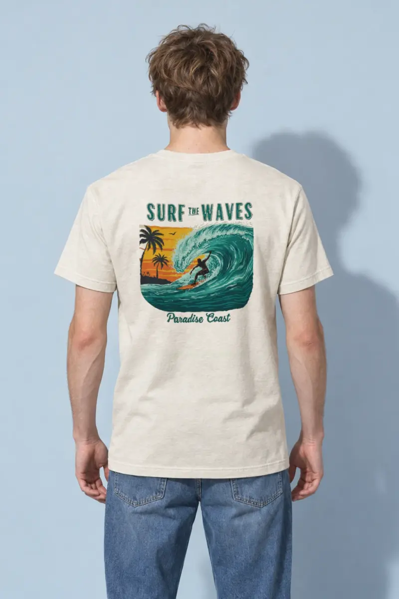 "Surf The Waves" Heavyweight Unisex Crewneck T-shirt