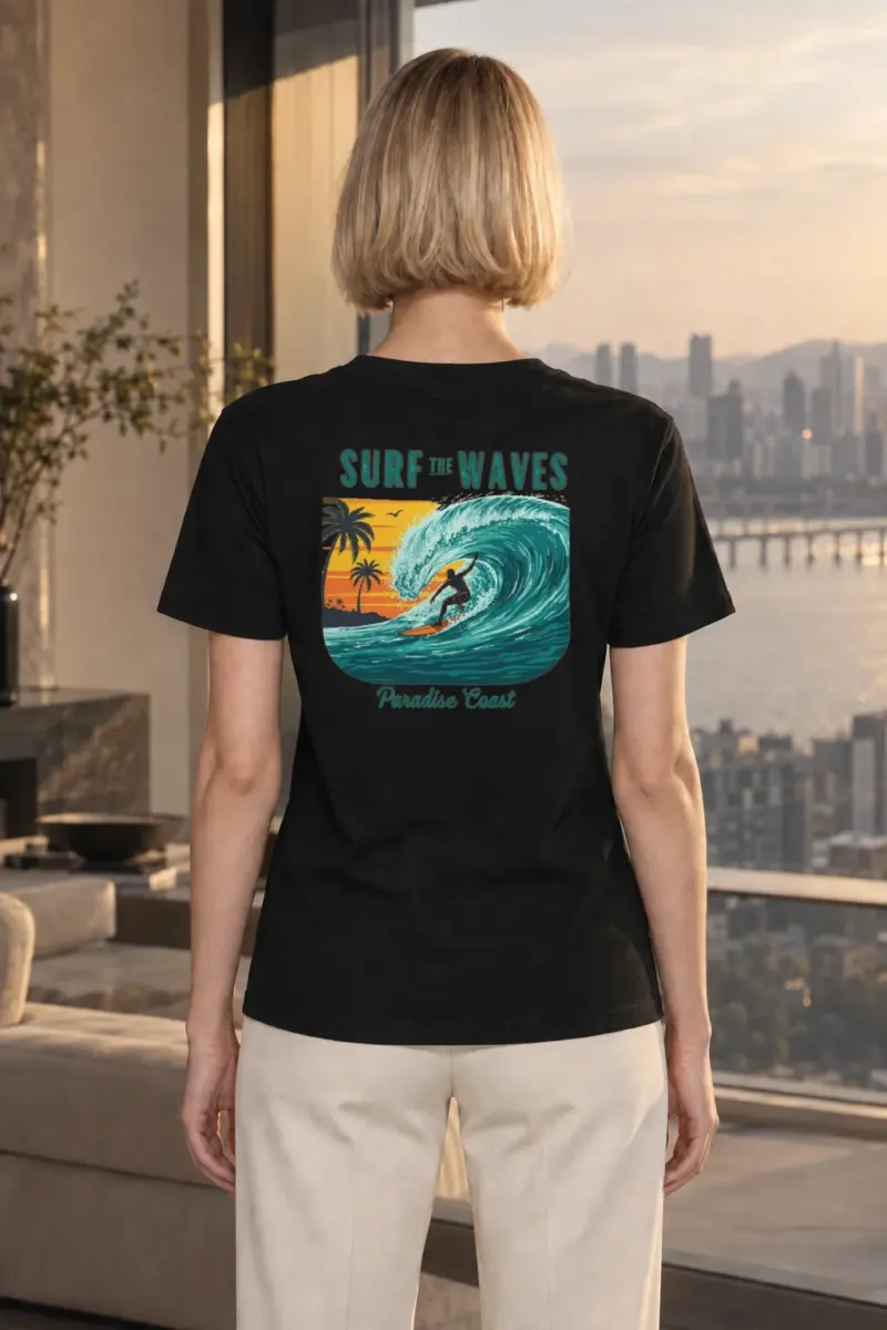 "Surf The Waves" Heavyweight Unisex Crewneck T-shirt | Gildan 5000