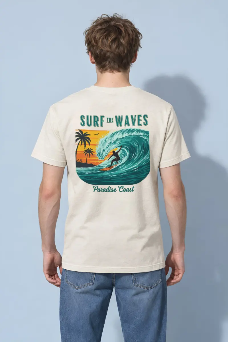 "Surf The Waves" Heavyweight Unisex Crewneck T-shirt