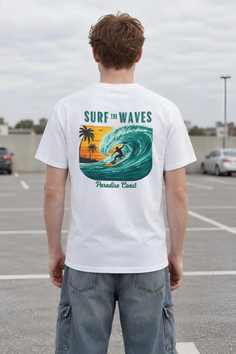 "Surf The Waves" Heavyweight Unisex Crewneck T-shirt