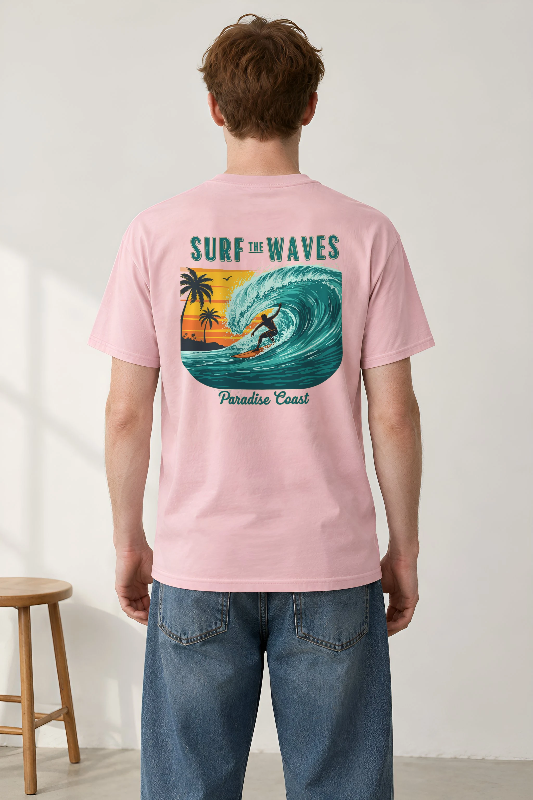 "Surf The Waves" Heavyweight Unisex Crewneck T-shirt