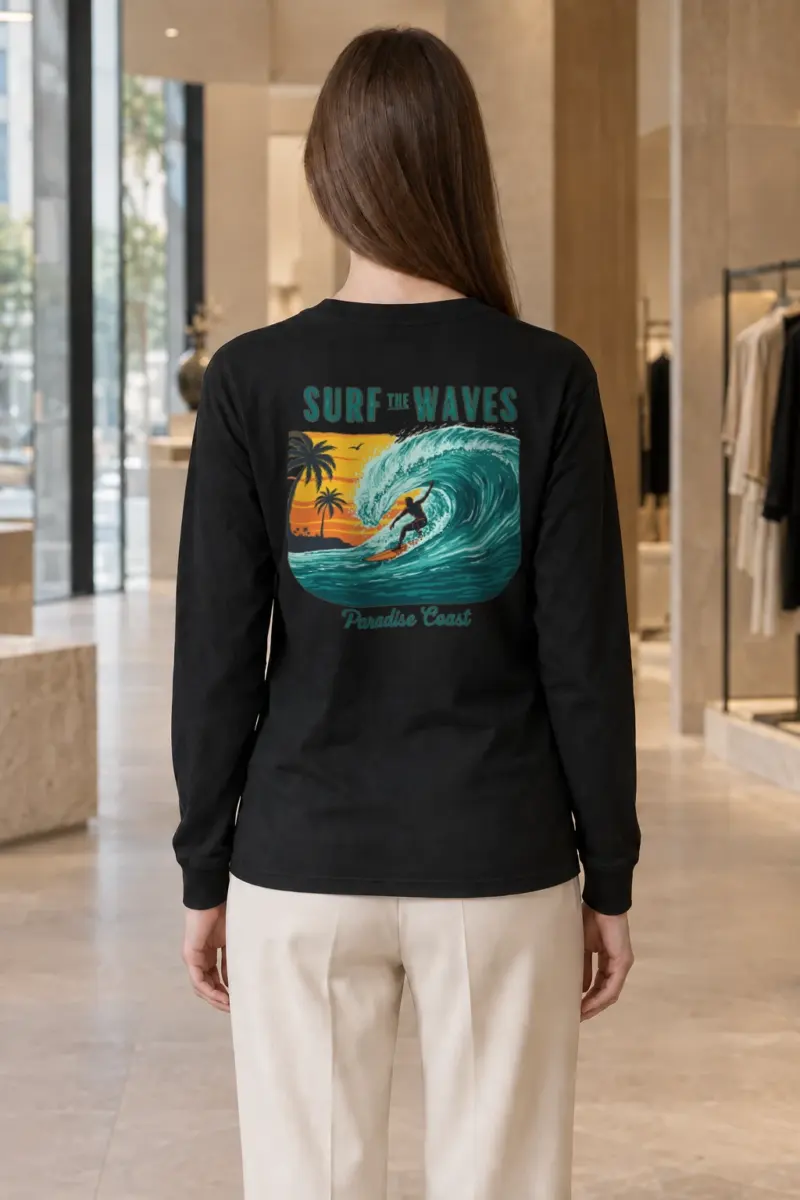 "Surf The Waves" Unisex Longsleeve T-shirt | Gildan 2400