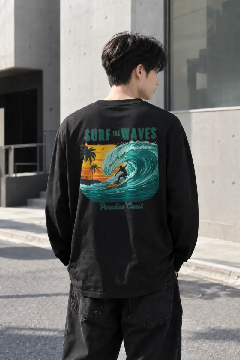 "Surf The Waves" Unisex Longsleeve T-shirt | Gildan 2400