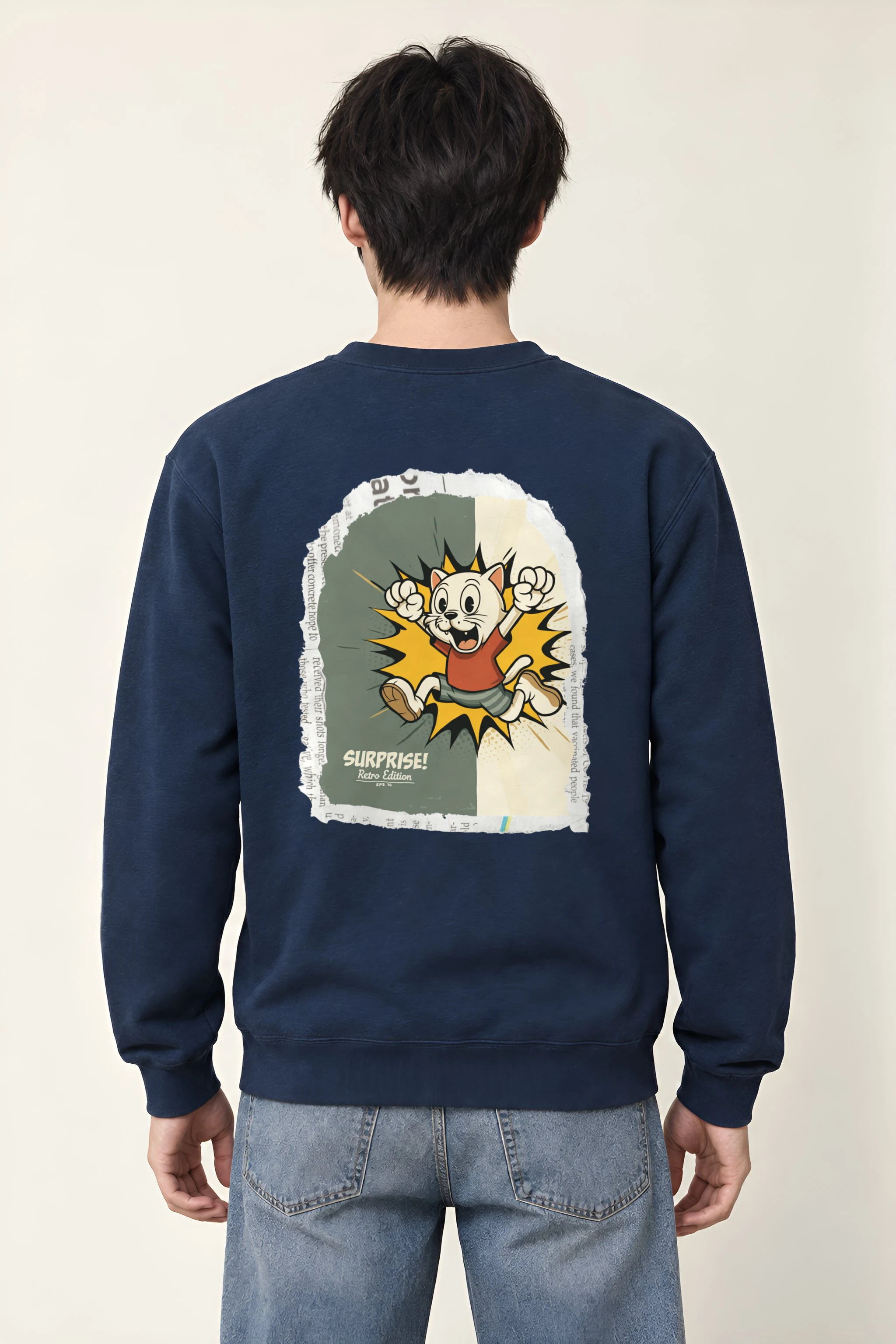 "Surprise Cat Hero" Heavy Blend Unisex Crewneck Sweatshirt