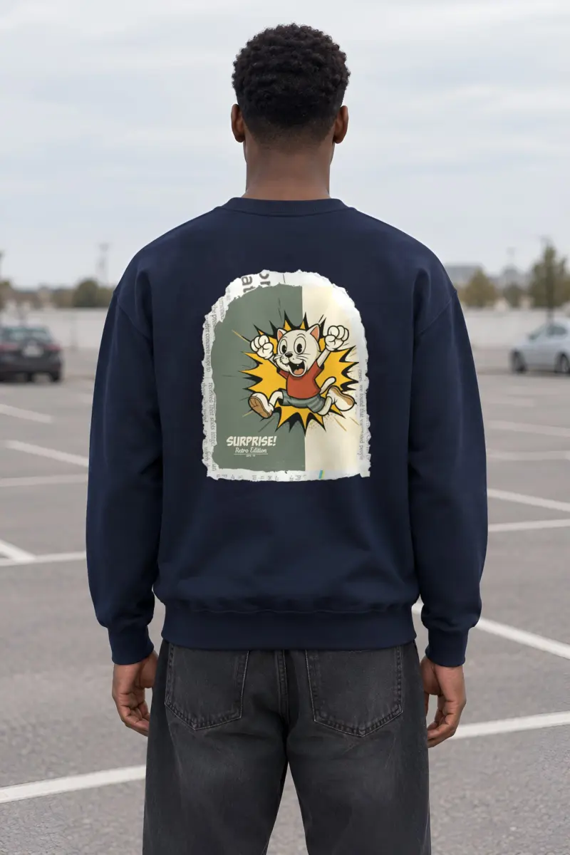 "Surprise Cat Hero" Heavy Blend Unisex Crewneck Sweatshirt