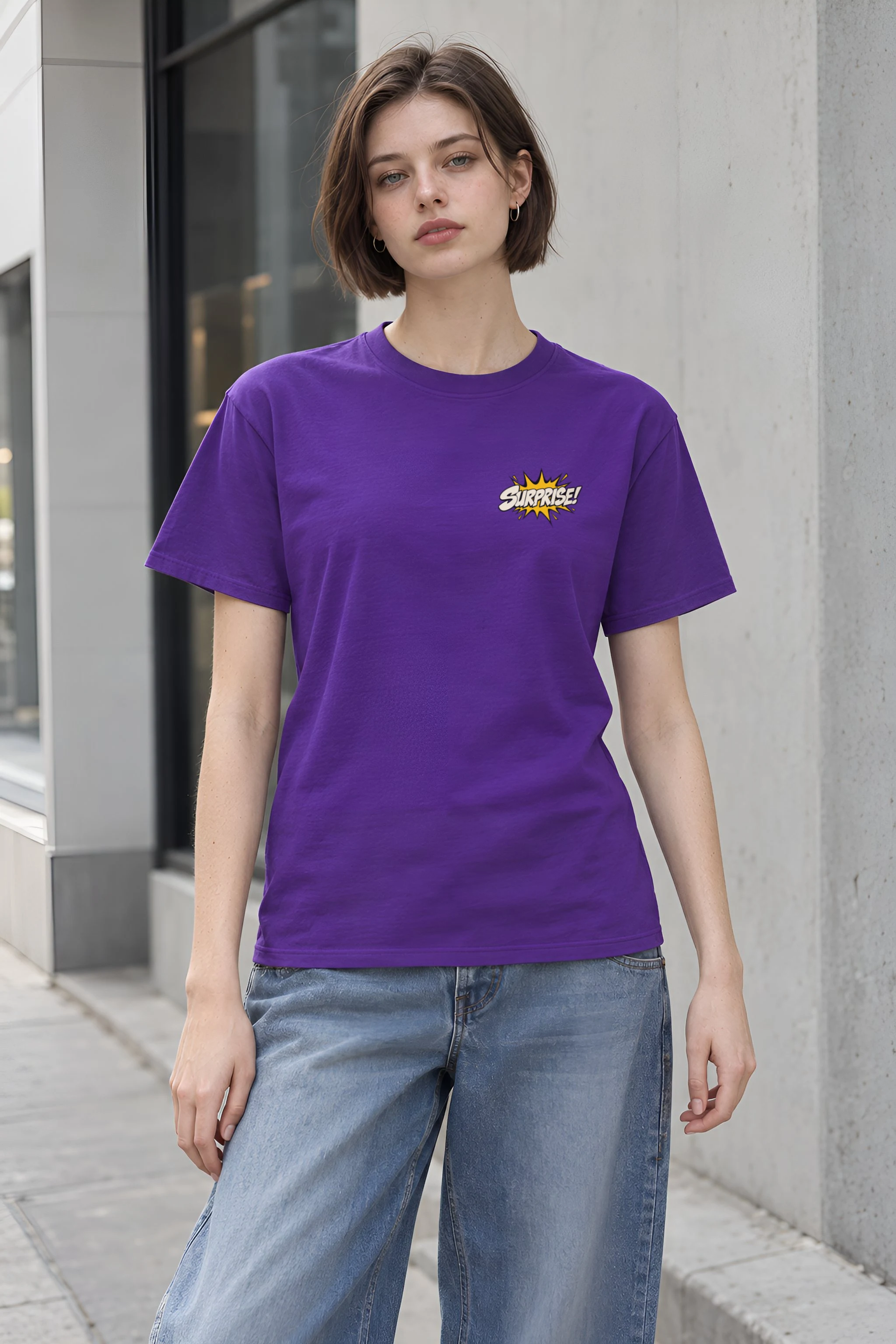 "Surprise Retro Cat" Heavyweight Unisex Crewneck T-shirt