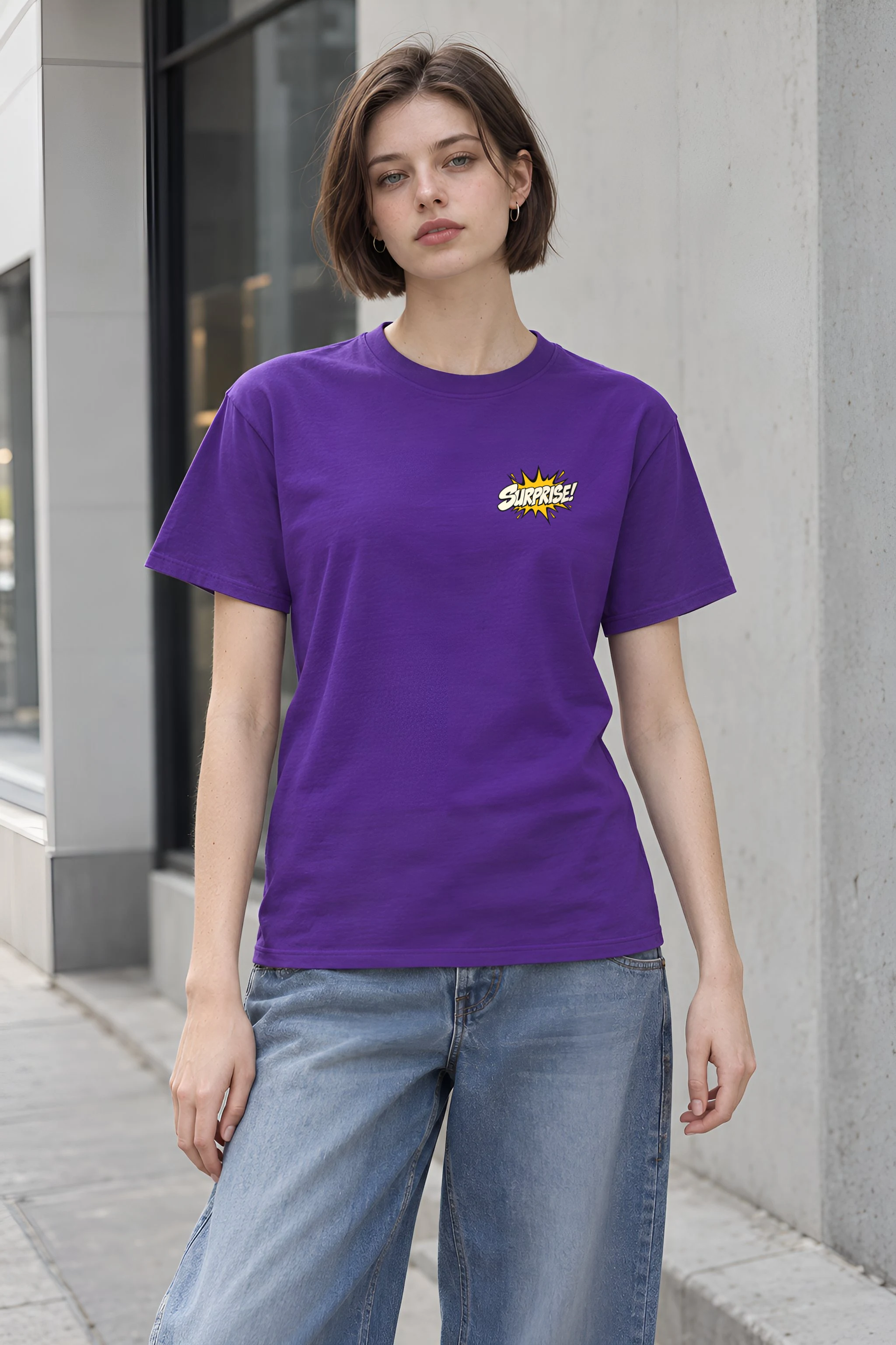 "Surprise Retro Cat" Heavyweight Unisex Crewneck T-shirt