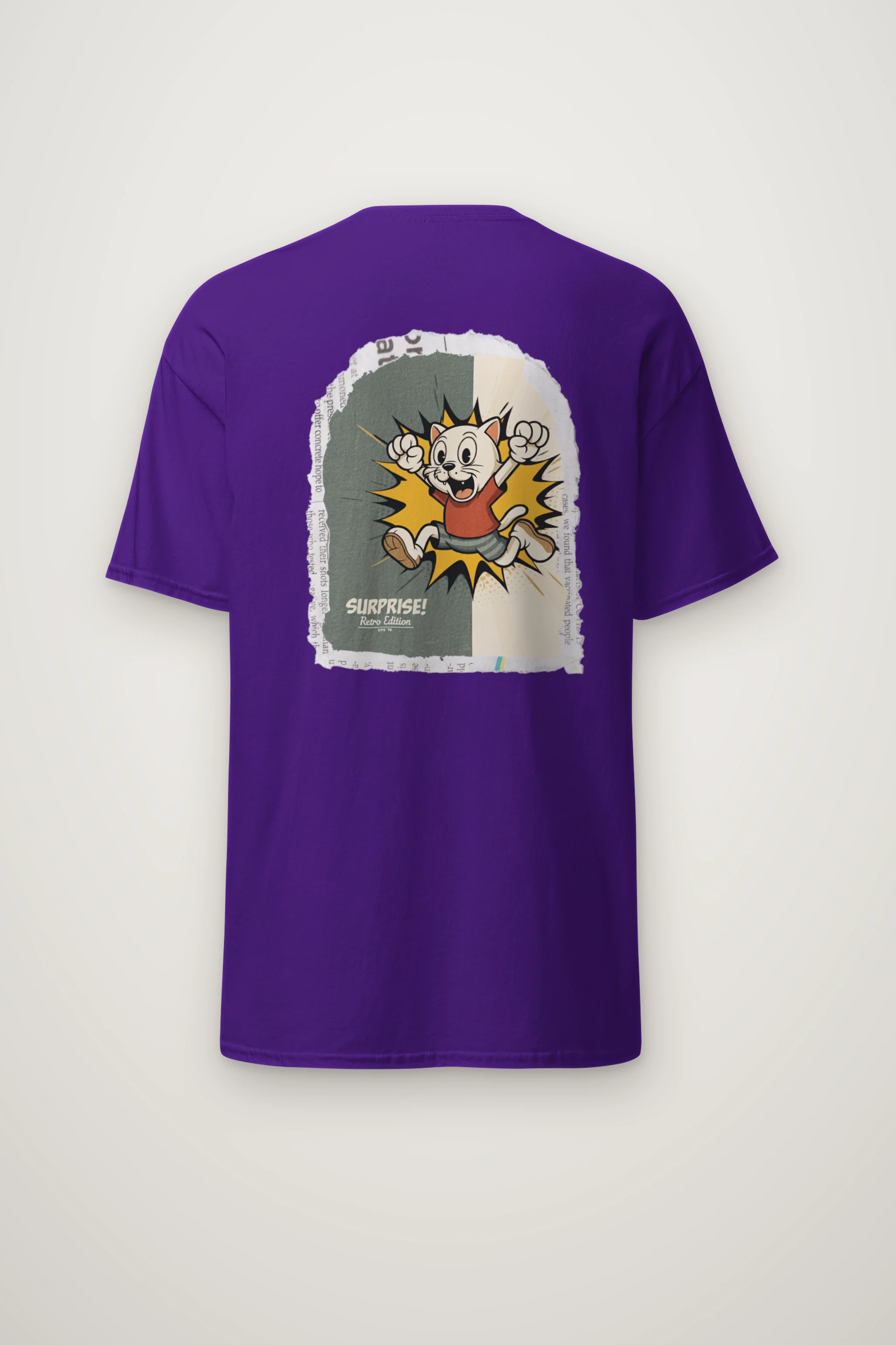 "Surprise Retro Cat" Heavyweight Unisex Crewneck T-shirt