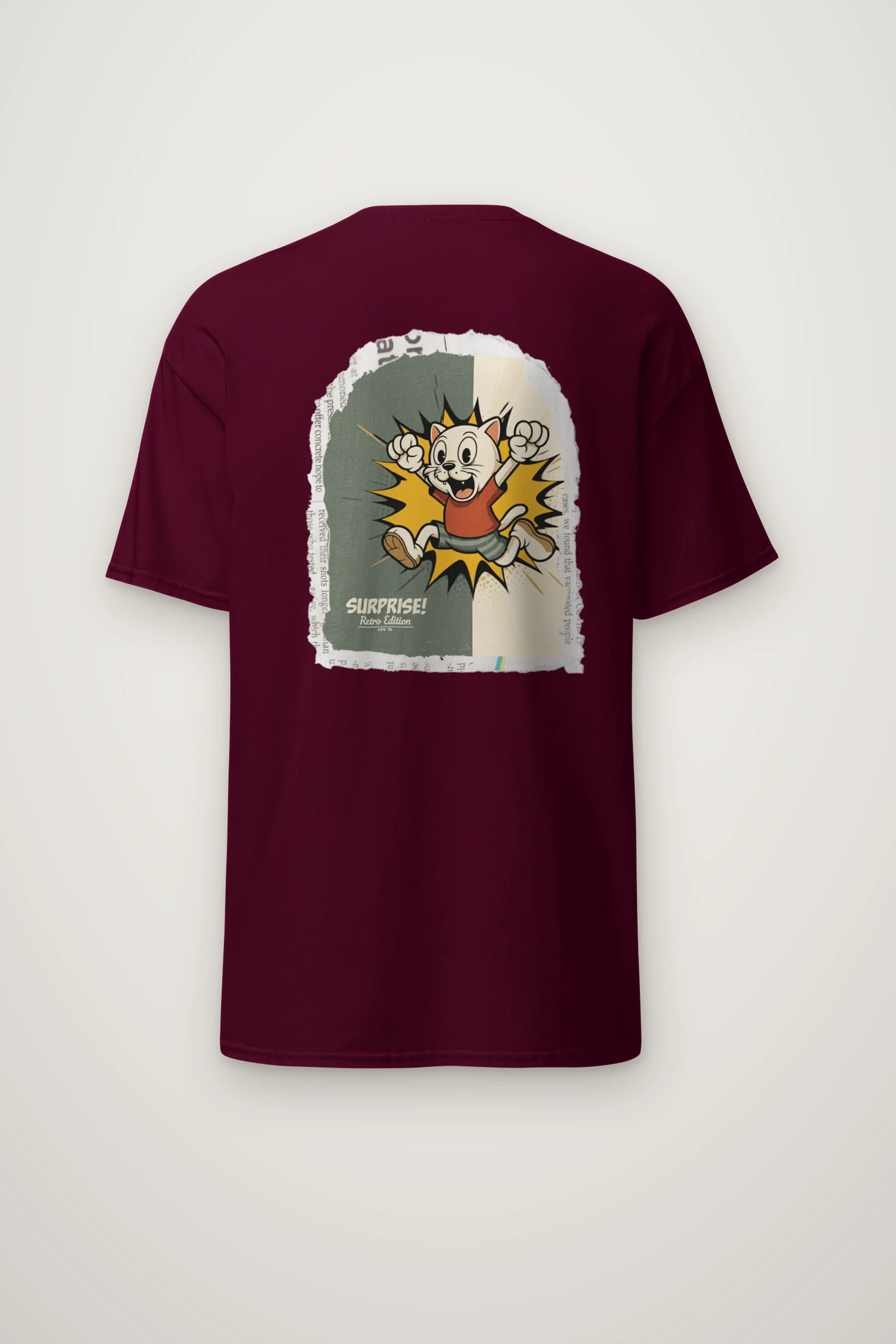 "Surprise Retro Cat" Heavyweight Unisex Crewneck T-shirt