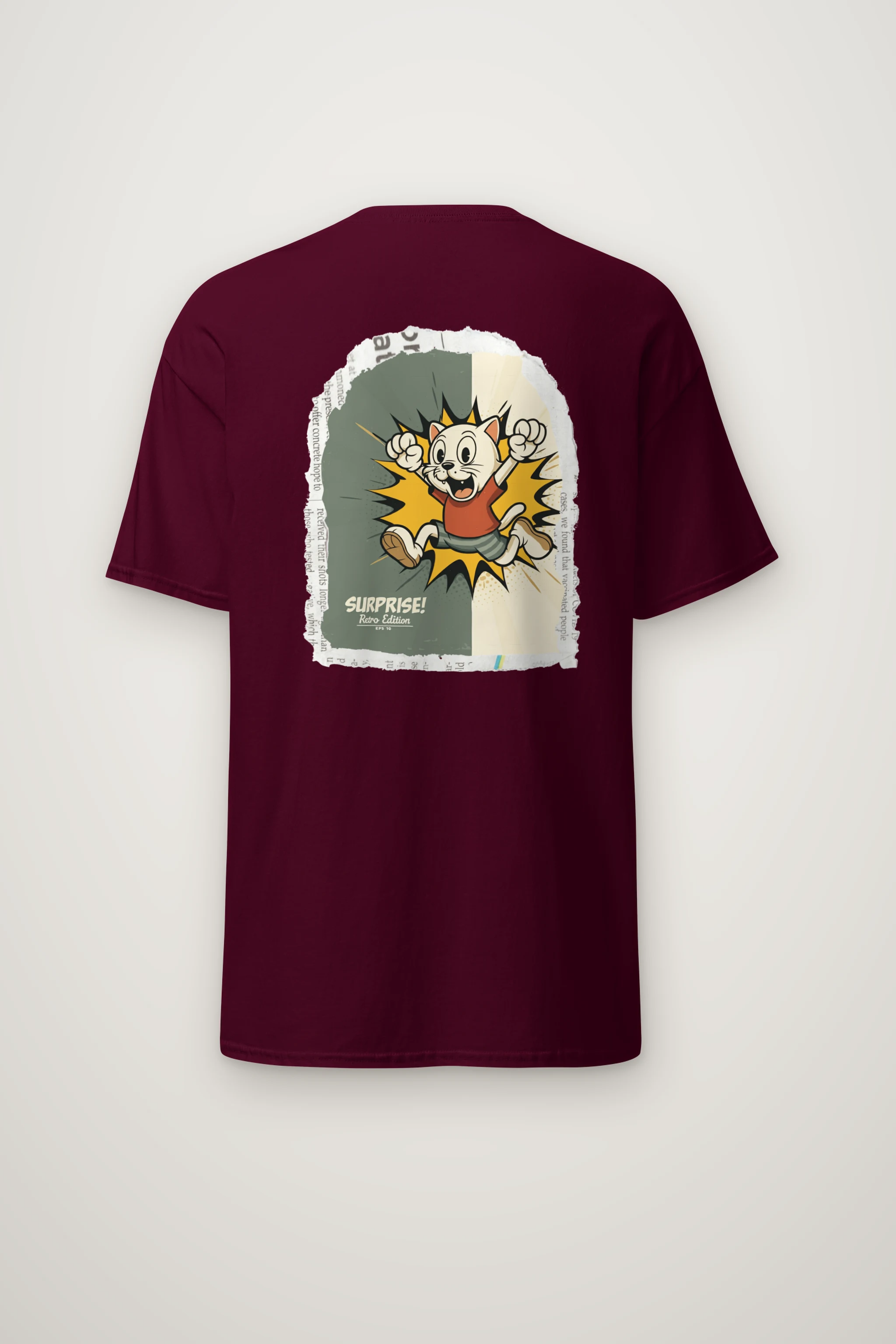 "Surprise Retro Cat" Heavyweight Unisex Crewneck T-shirt