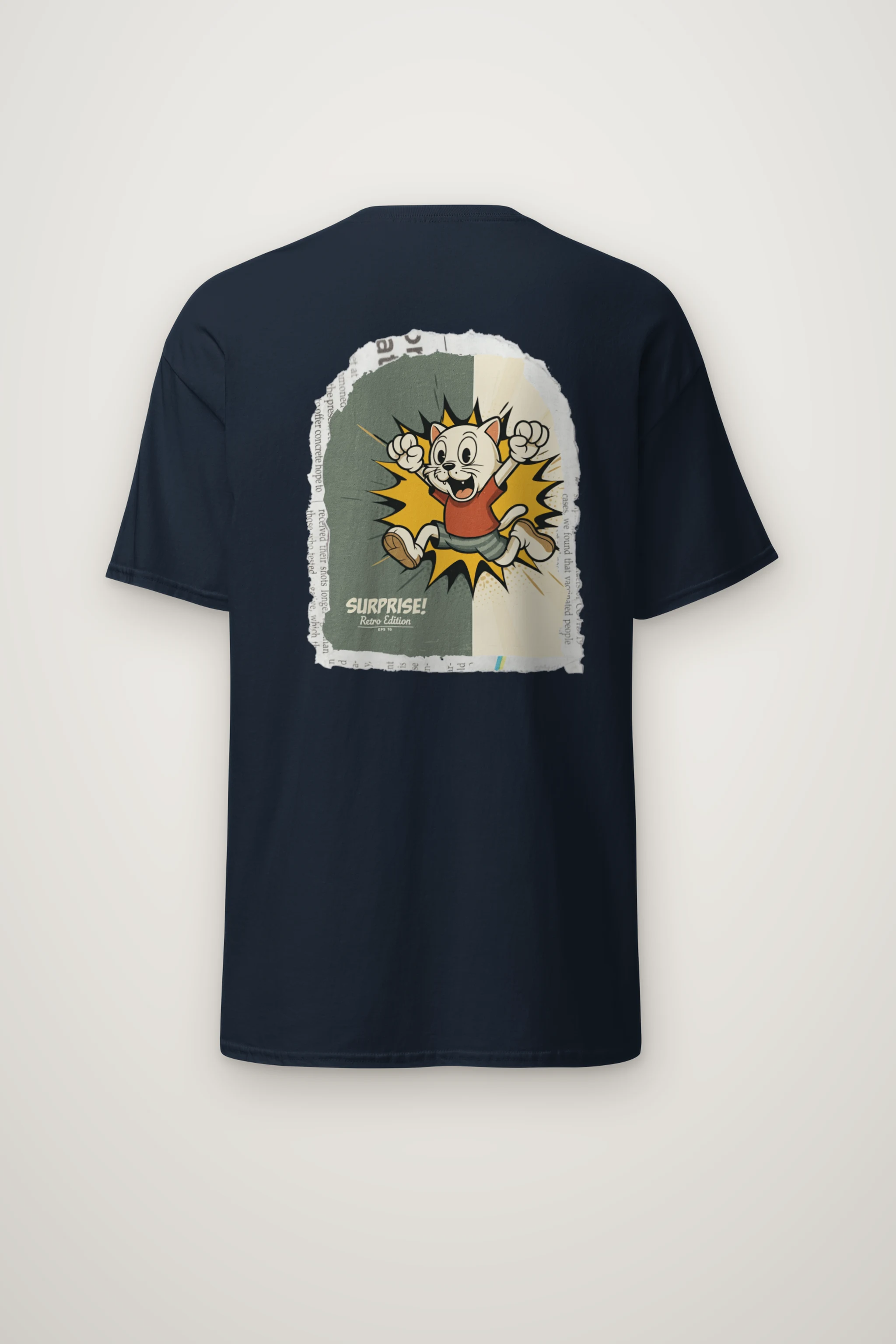 "Surprise Retro Cat" Heavyweight Unisex Crewneck T-shirt