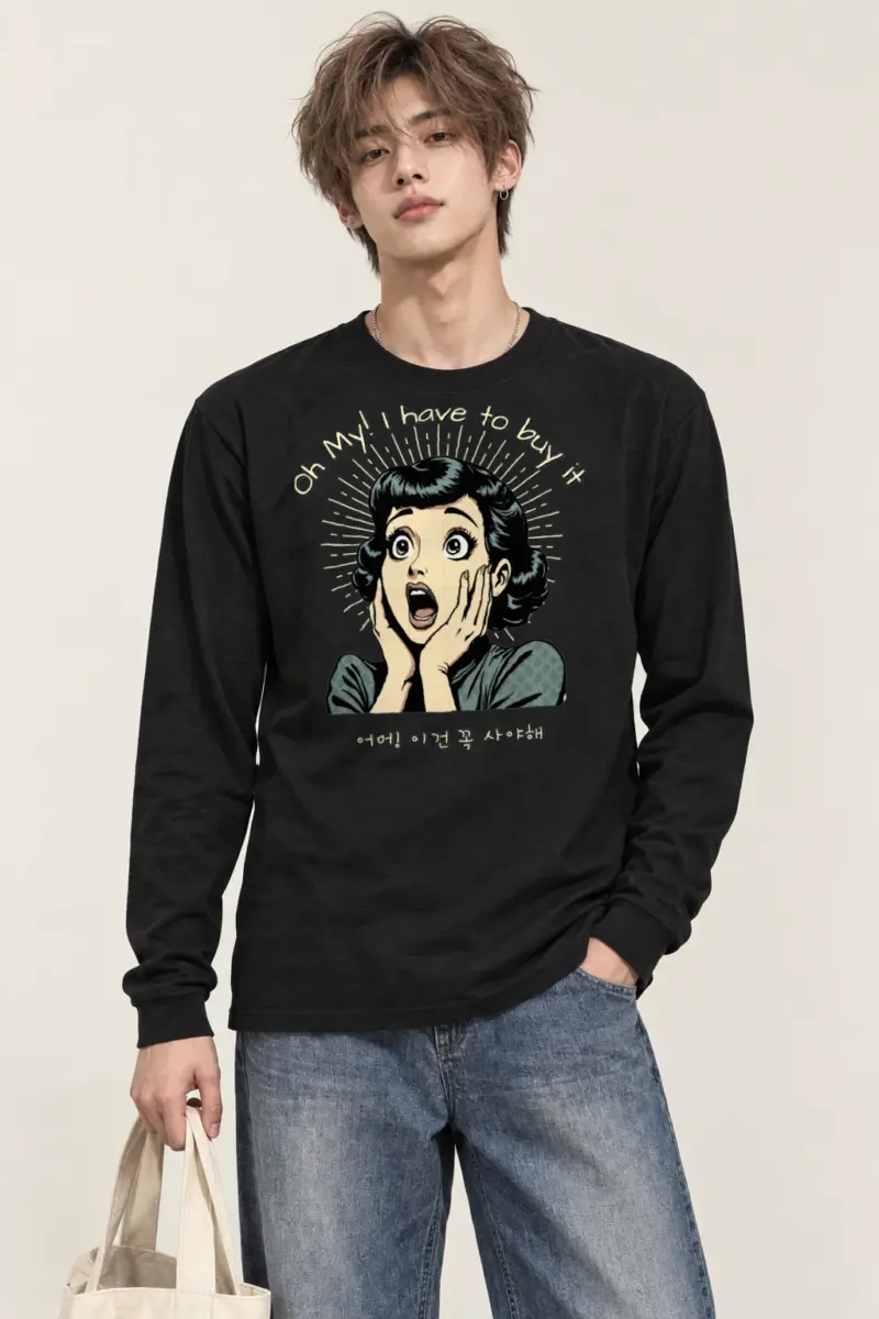 "Surprised Comic Woman" Unisex Longsleeve T-shirt