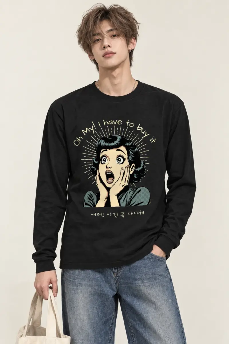 "Surprised Comic Woman" Unisex Longsleeve T-shirt