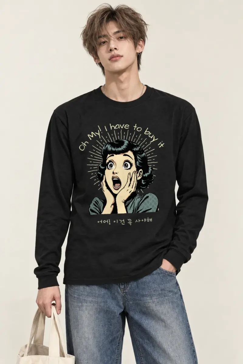 "Surprised Comic Woman" Unisex Longsleeve T-shirt