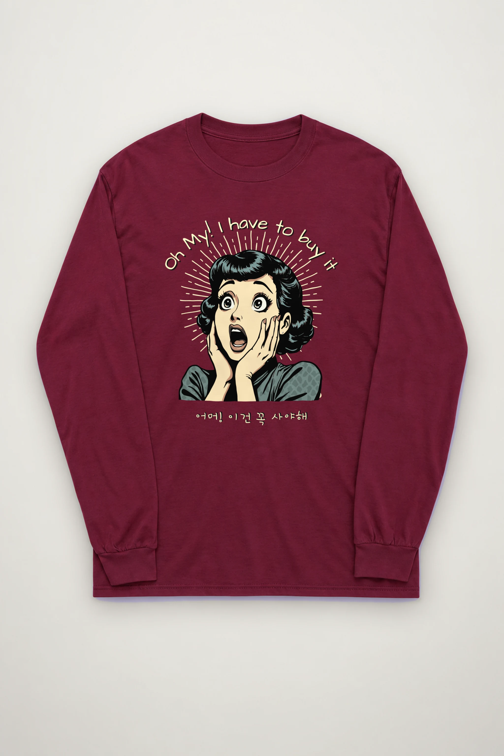 "Surprised Comic Woman" Unisex Longsleeve T-shirt