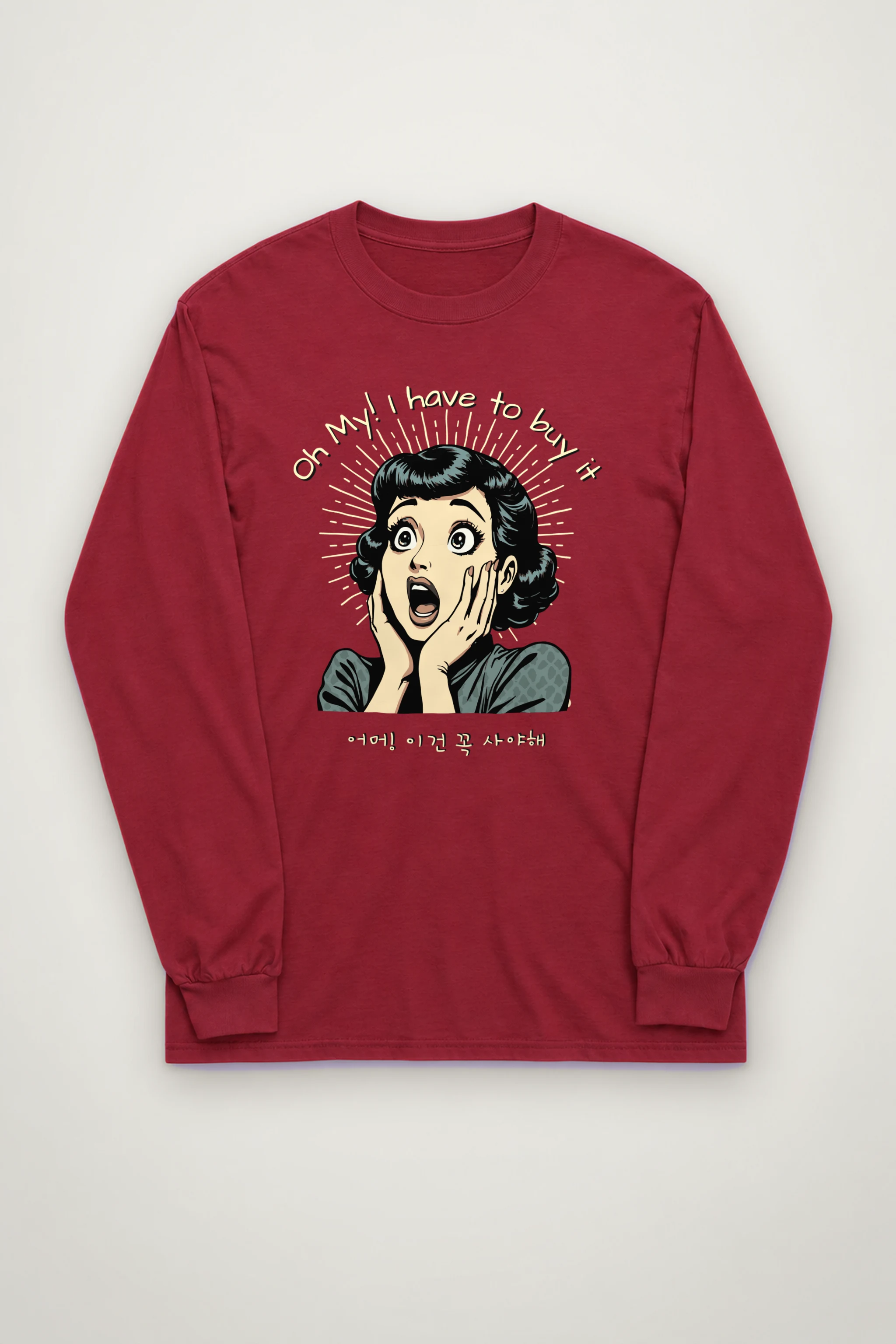 "Surprised Comic Woman" Unisex Longsleeve T-shirt