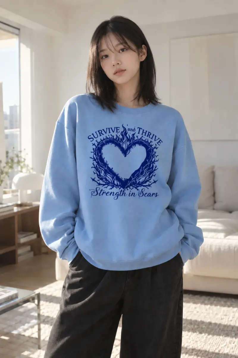 "Survive And Thrive" Heavy Blend Unisex Crewneck Sweatshirt | Gildan 18000