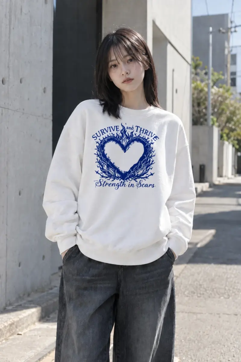 "Survive And Thrive" Heavy Blend Unisex Crewneck Sweatshirt | Gildan 18000