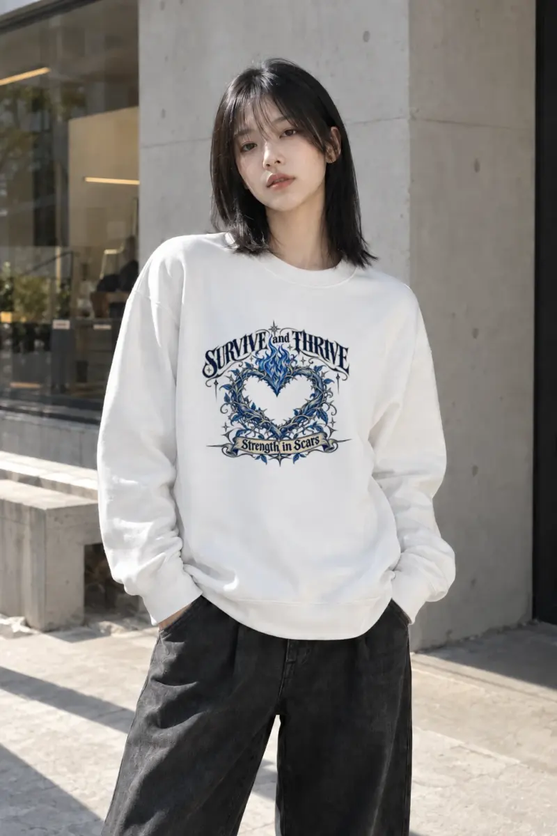 "Survive and Thrive" Heavy Blend Unisex Crewneck Sweatshirt | Gildan 18000