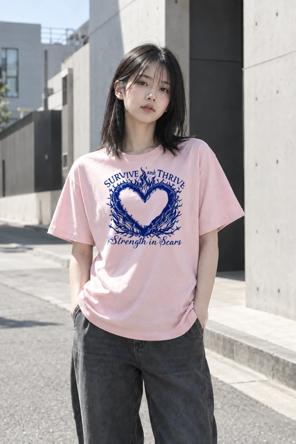 "Survive and Thrive" Heavyweight Unisex Crewneck T-shirt | Gildan 5000