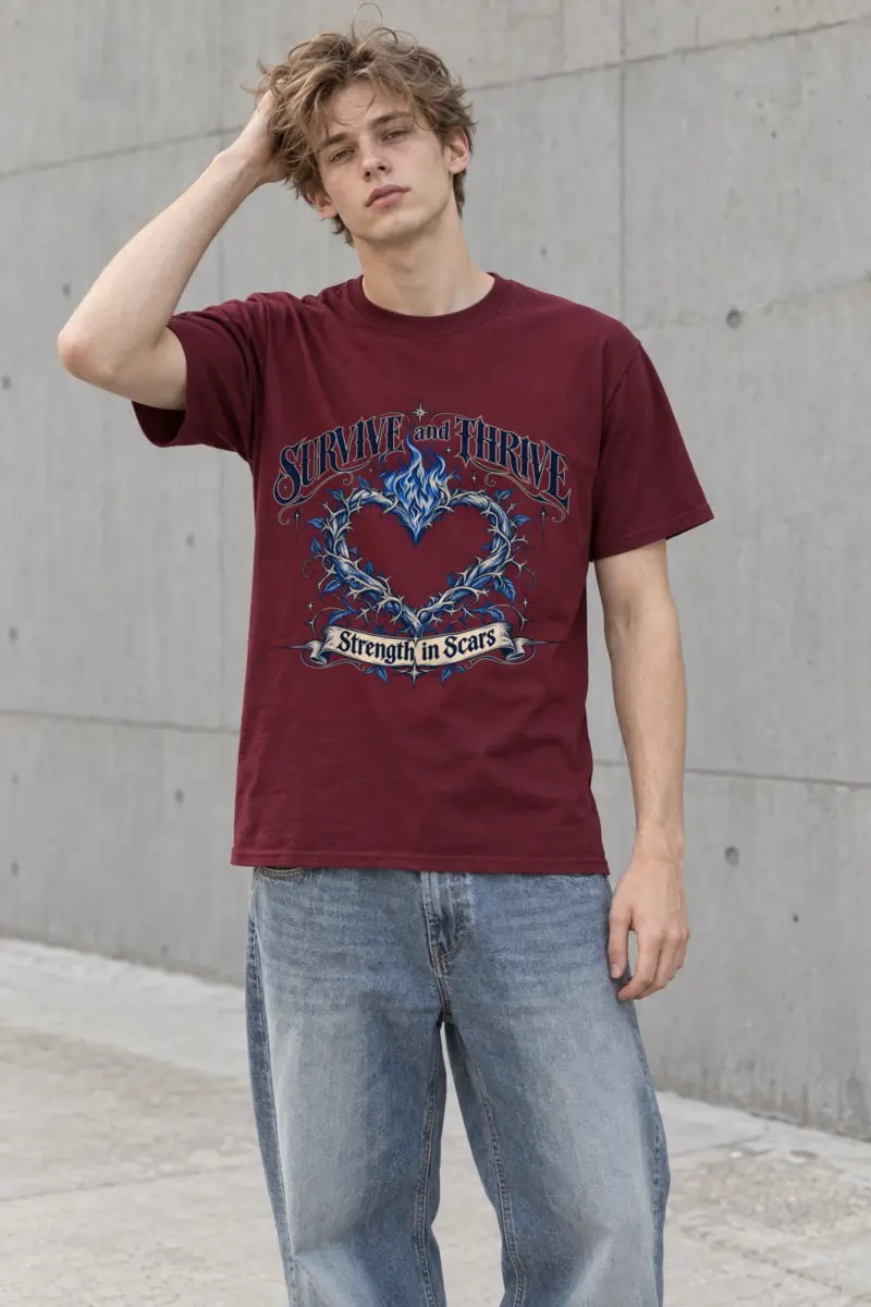 "Survive And Thrive" Heavyweight Unisex Crewneck T-shirt