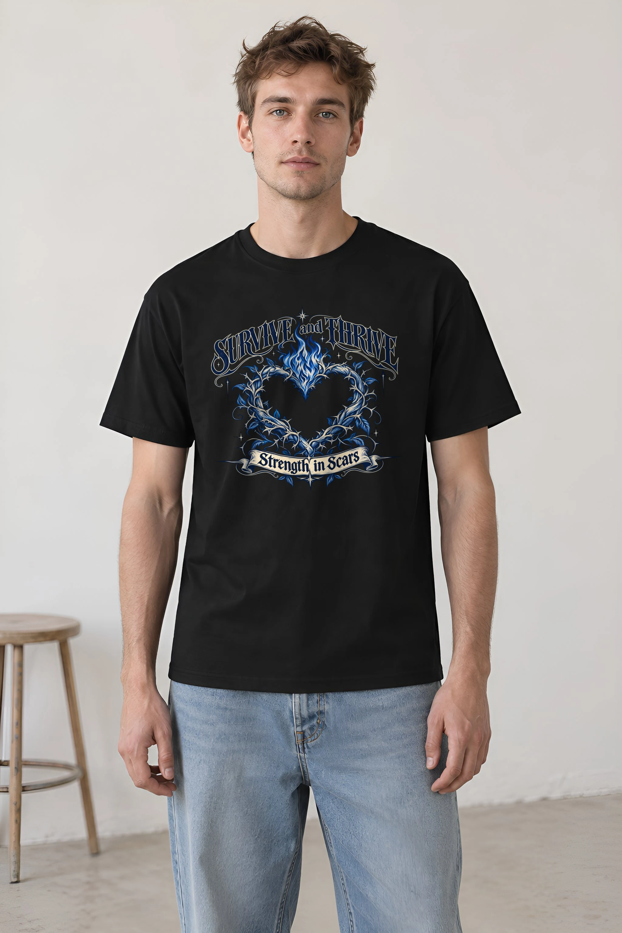 "Survive And Thrive" Heavyweight Unisex Crewneck T-shirt