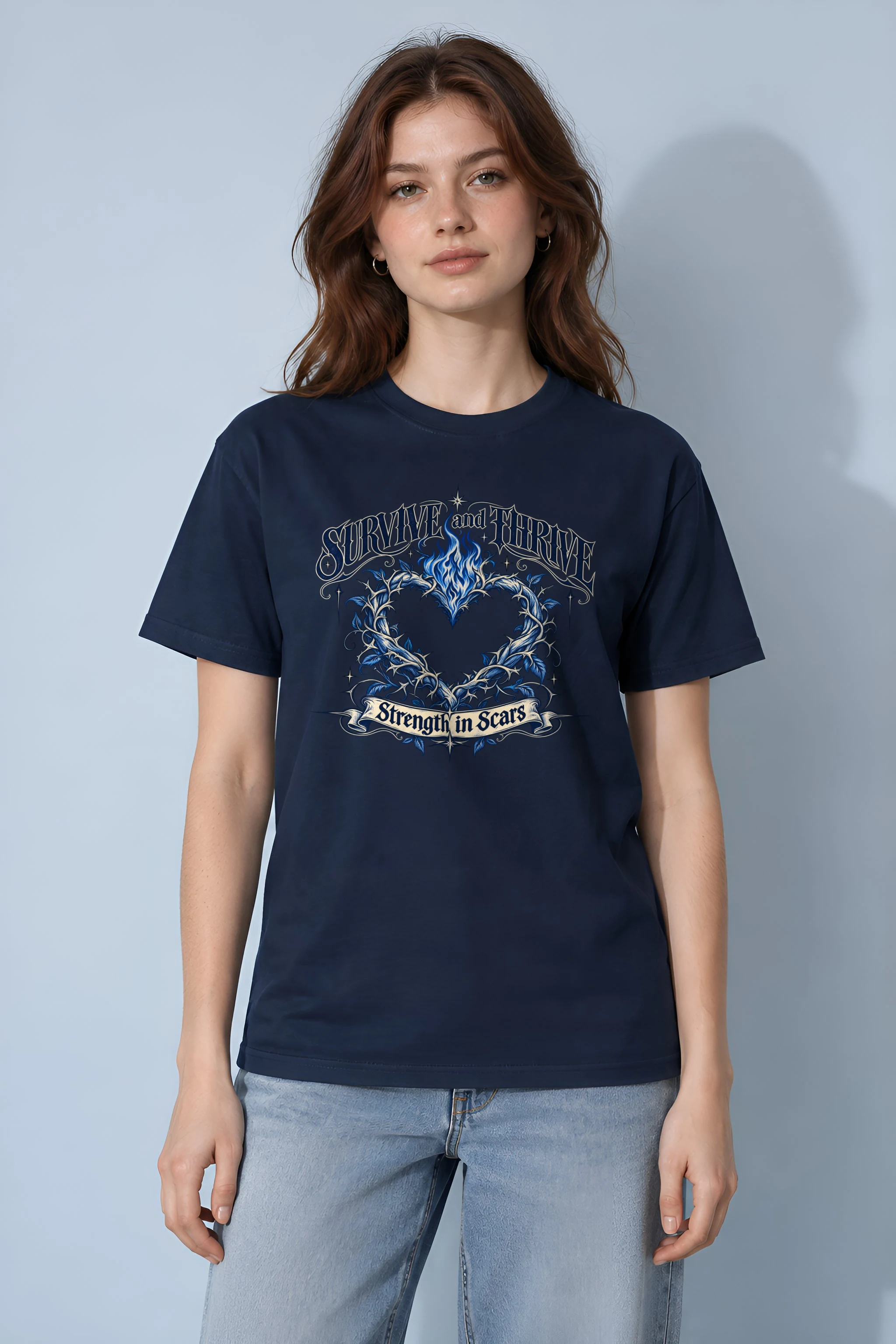 "Survive And Thrive" Heavyweight Unisex Crewneck T-shirt