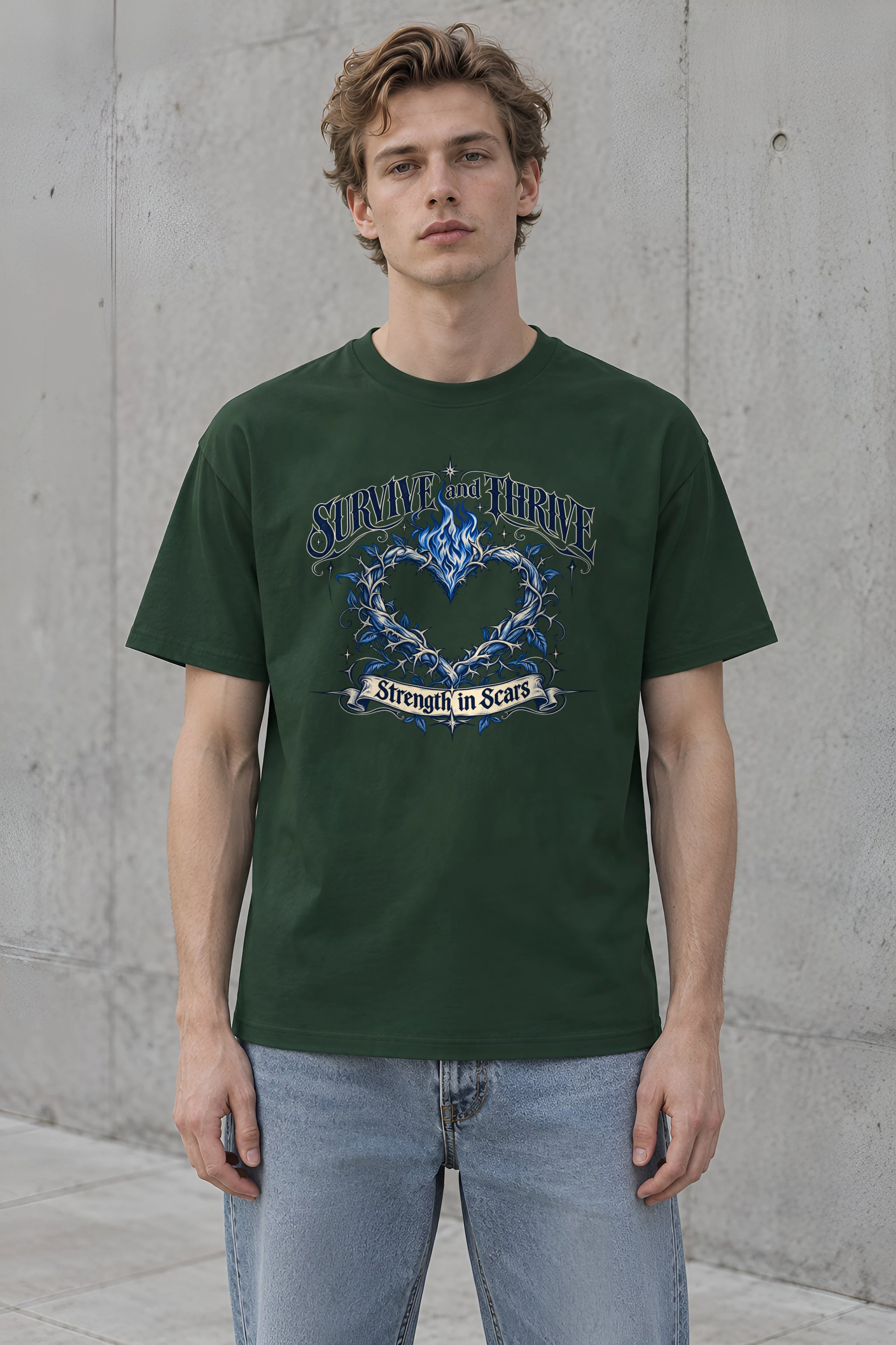 "Survive And Thrive" Heavyweight Unisex Crewneck T-shirt