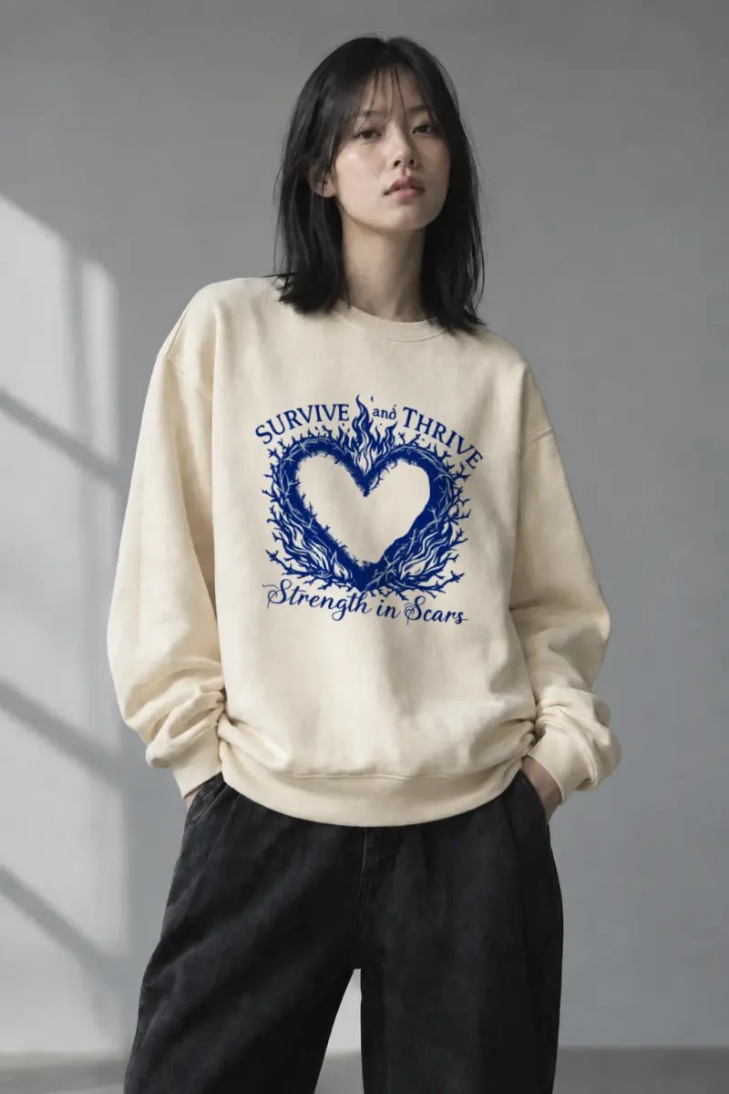 “Survive And Thrive” Unisex Sponge Fleece Crewneck Sweatshirt | Bella + Canvas 3901