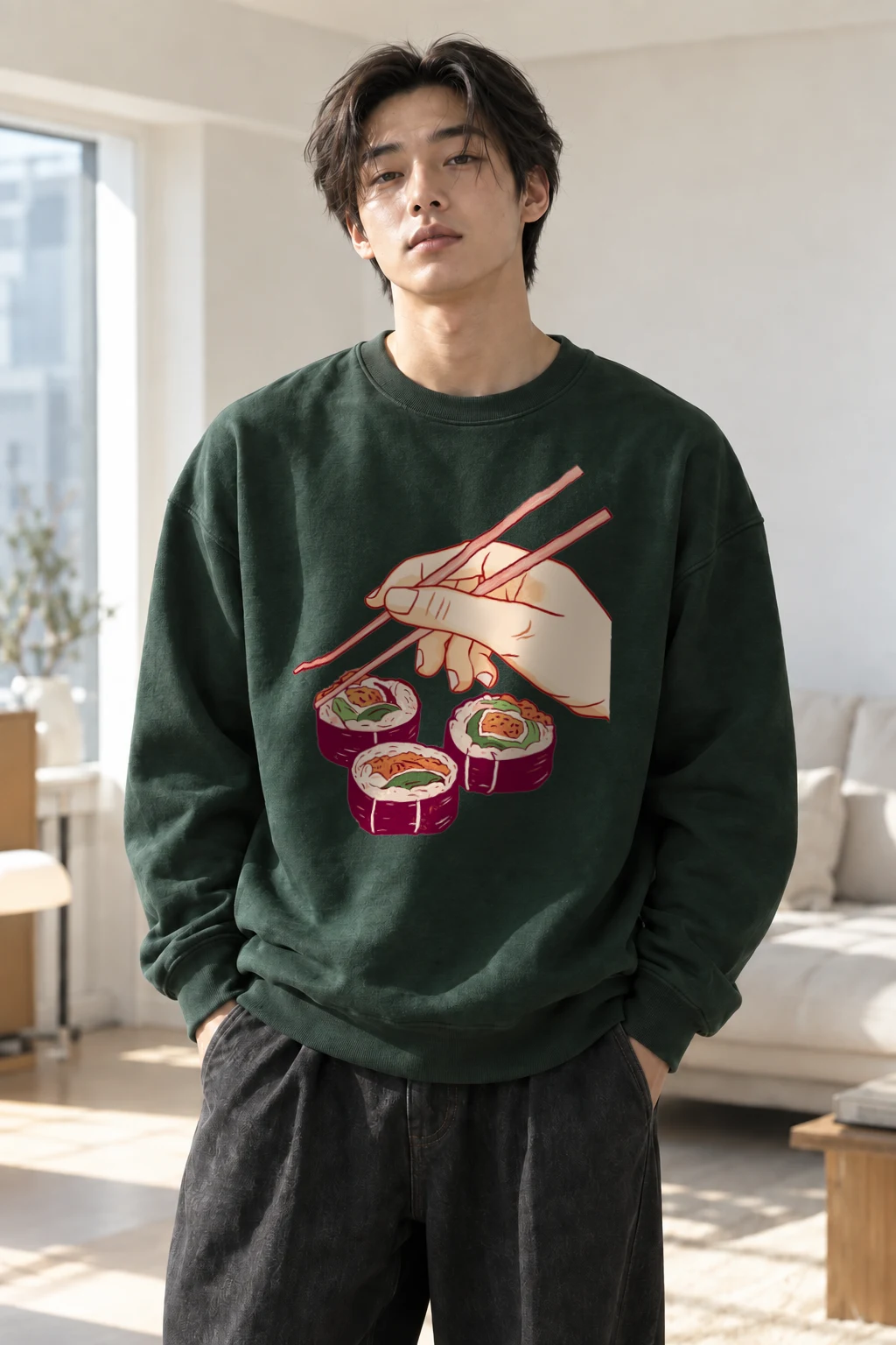 "Sushi Pick Hand" Heavy Blend Unisex Crewneck Sweatshirt | Gildan 18000