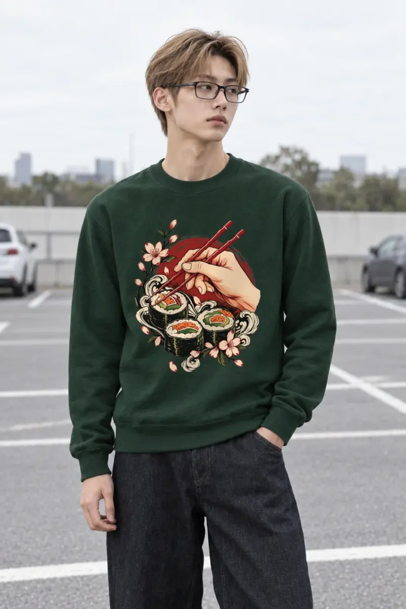 "Sushi Wave Hand" Heavy Blend Unisex Crewneck Sweatshirt