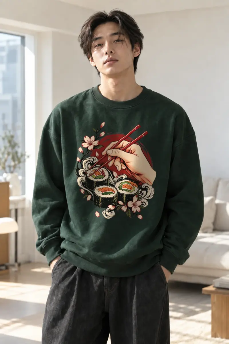 "Sushi Wave Hand" Heavy Blend Unisex Crewneck Sweatshirt | Gildan 18000