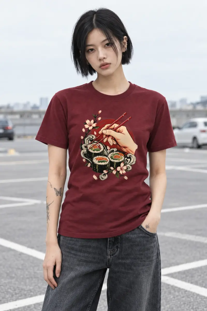 "Sushi Wave Hand" Heavyweight Unisex Crewneck T-shirt