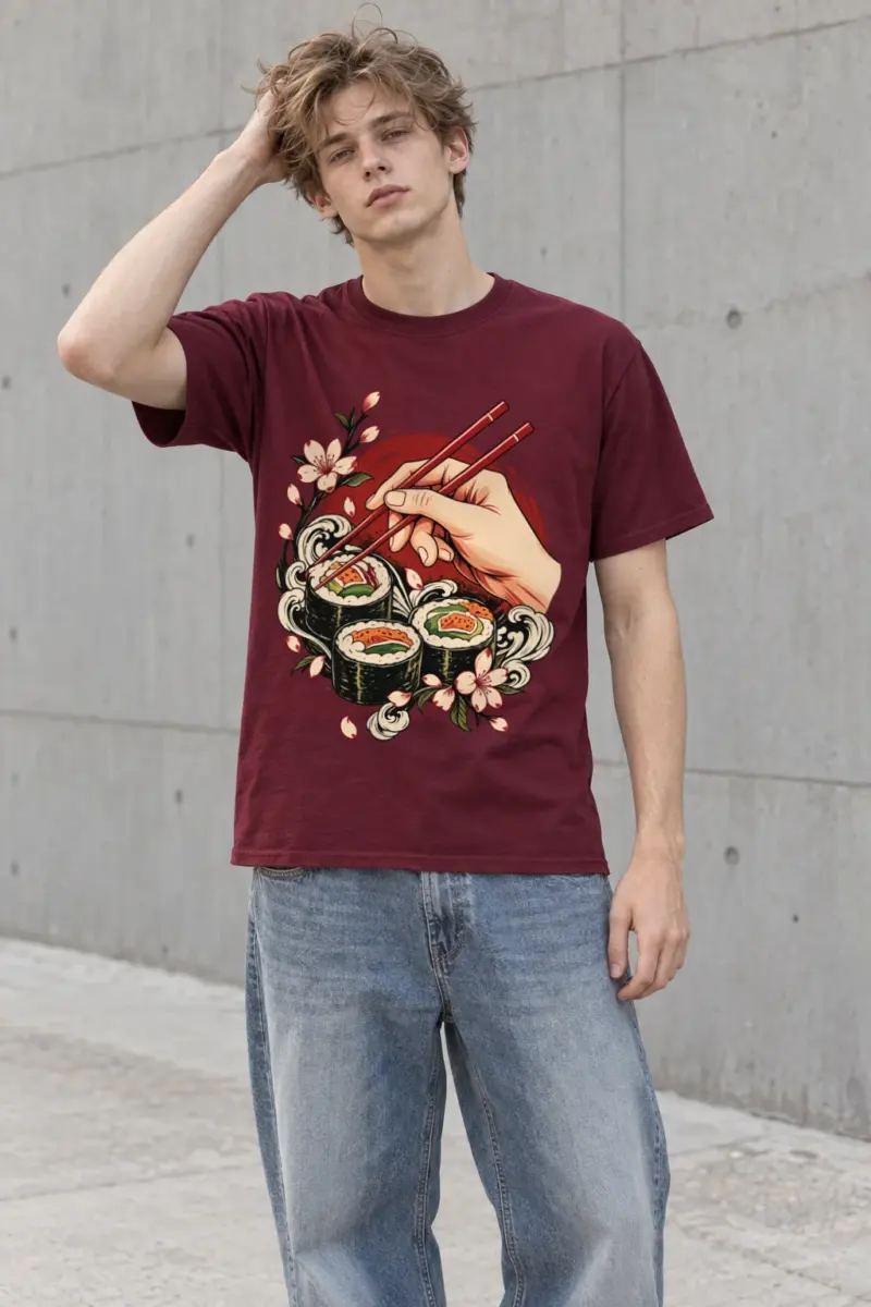 "Sushi Wave Hand" Heavyweight Unisex Crewneck T-shirt