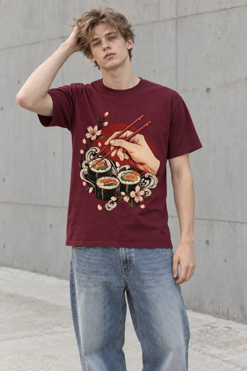 "Sushi Wave Hand" Heavyweight Unisex Crewneck T-shirt