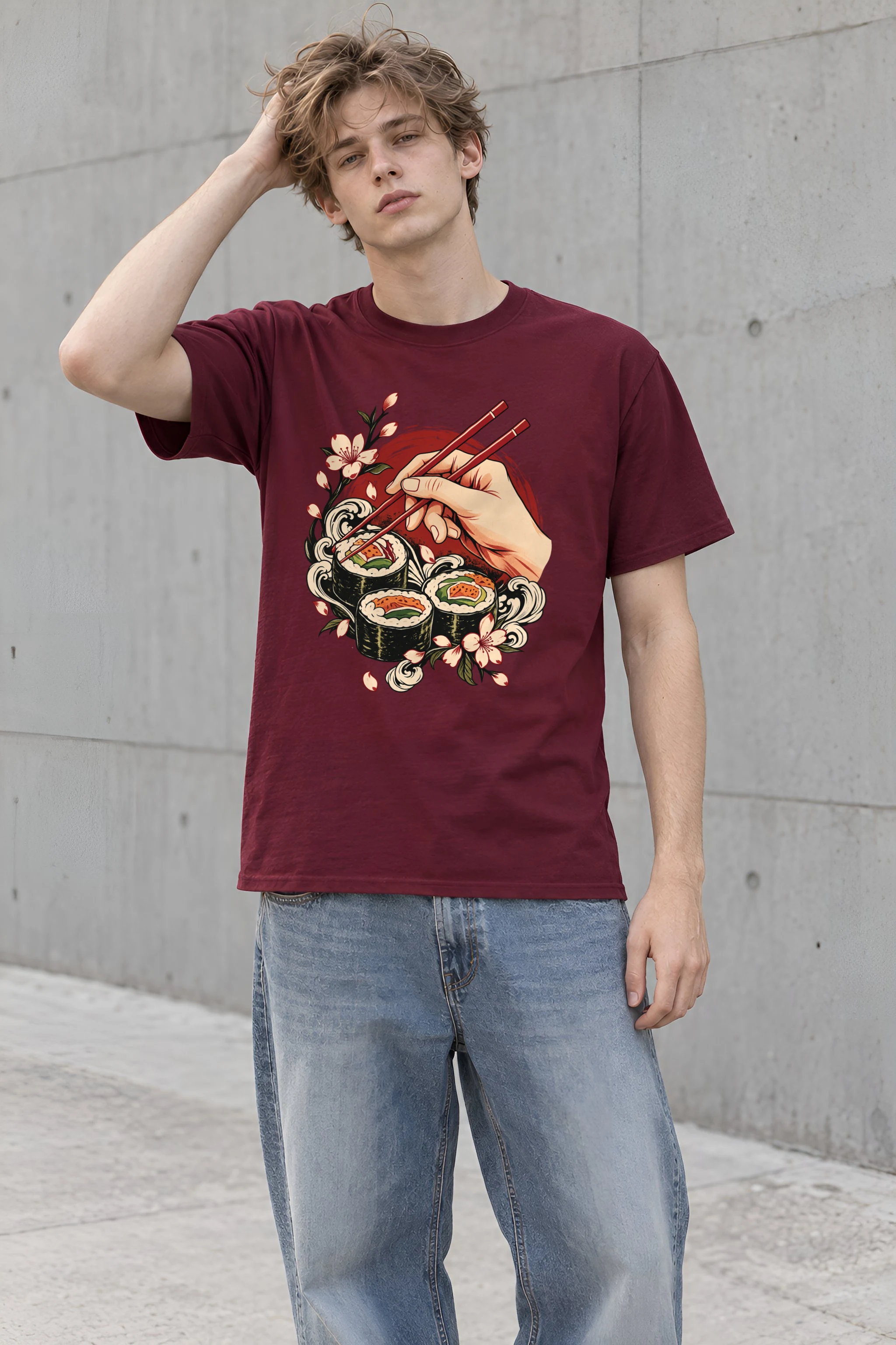 "Sushi Wave Hand" Heavyweight Unisex Crewneck T-shirt