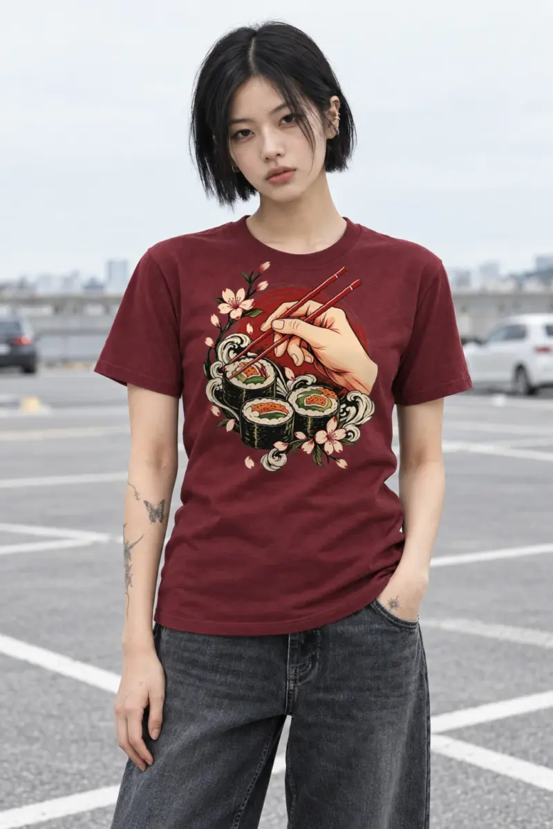 "Sushi Wave Hand" Heavyweight Unisex Crewneck T-shirt