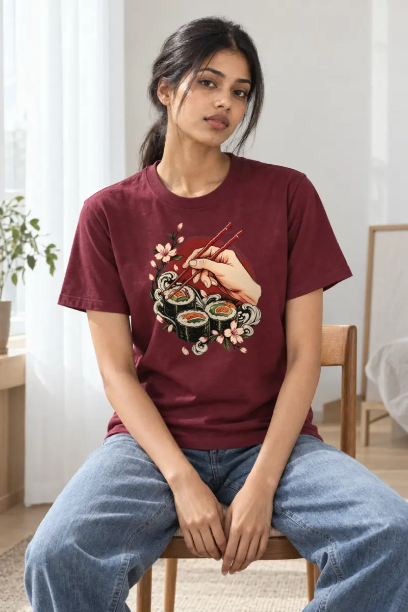 "Sushi Wave Hand" Heavyweight Unisex Crewneck T-shirt | Gildan 5000