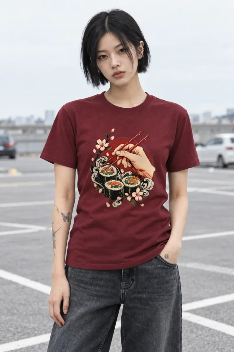 "Sushi Wave Hand" Heavyweight Unisex Crewneck T-shirt