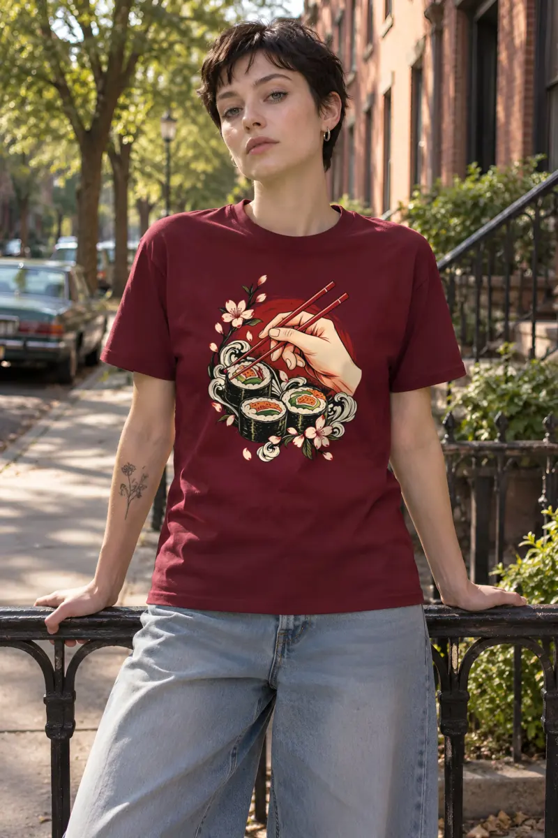 "Sushi Wave Hand" Heavyweight Unisex Crewneck T-shirt