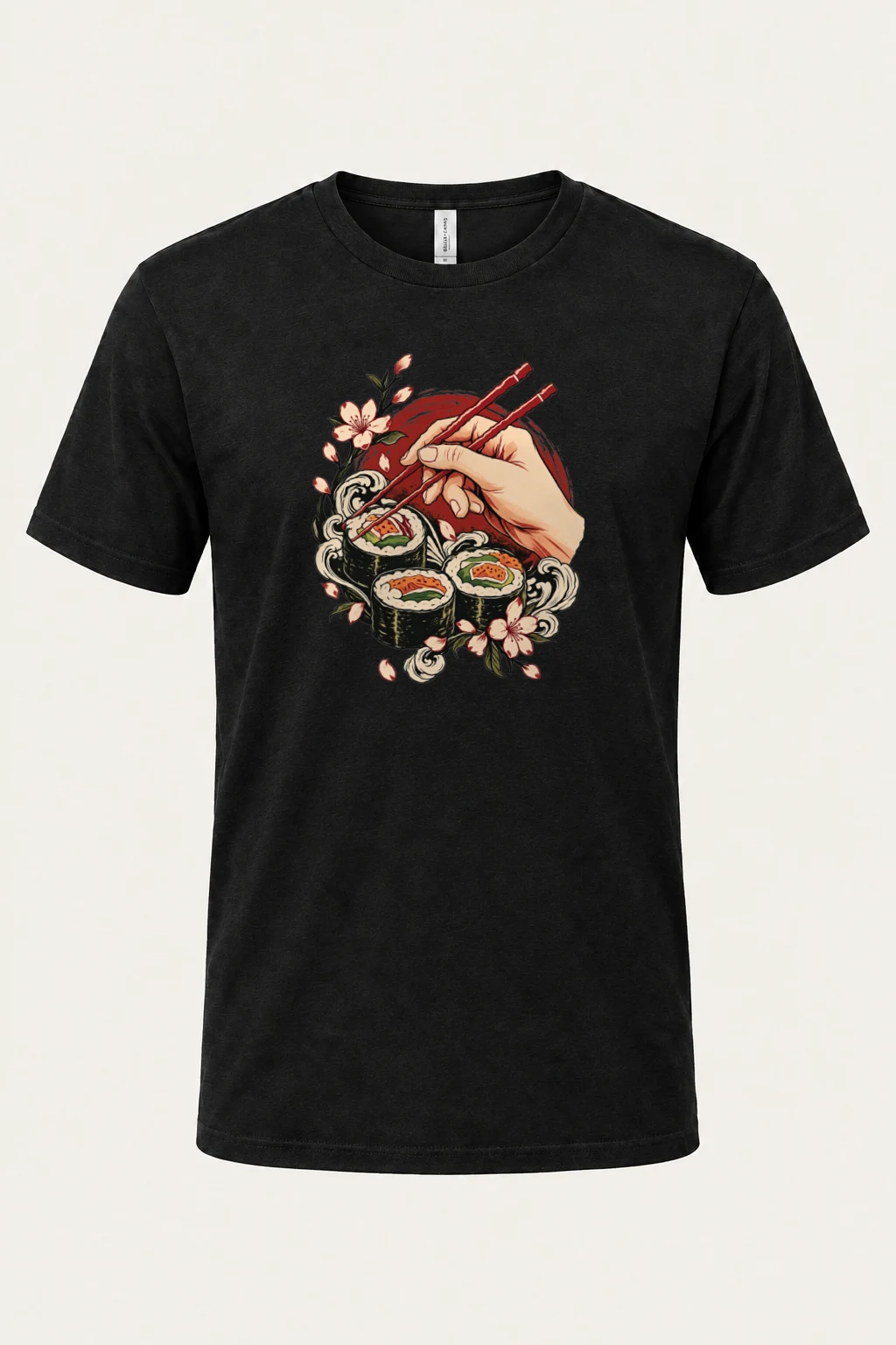 "Sushi Wave Hand" Heavyweight Unisex Crewneck T-shirt | Gildan 5000