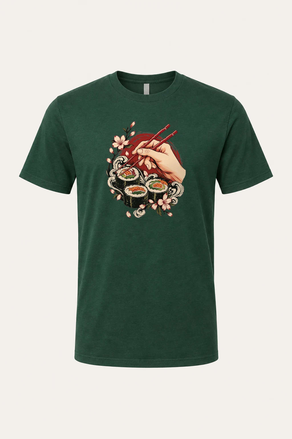 "Sushi Wave Hand" Heavyweight Unisex Crewneck T-shirt | Gildan 5000