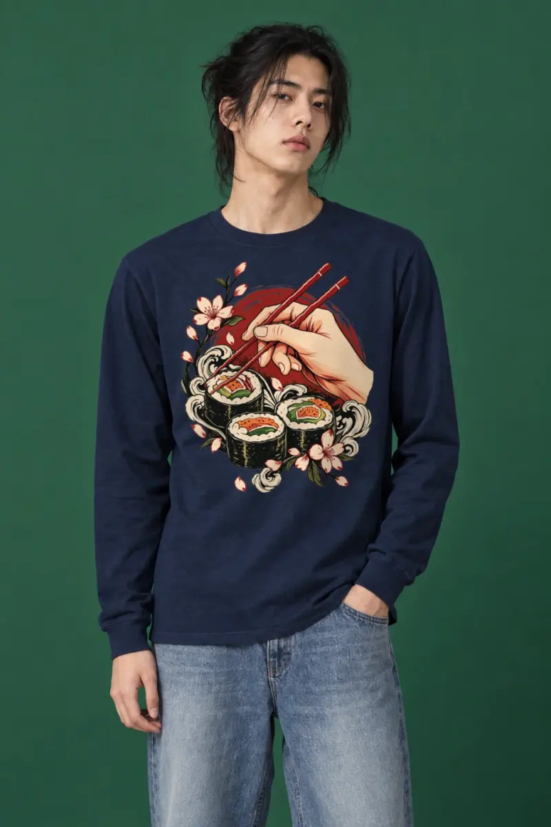 "Sushi Wave Ritual" Unisex Longsleeve T-shirt | Gildan 2400