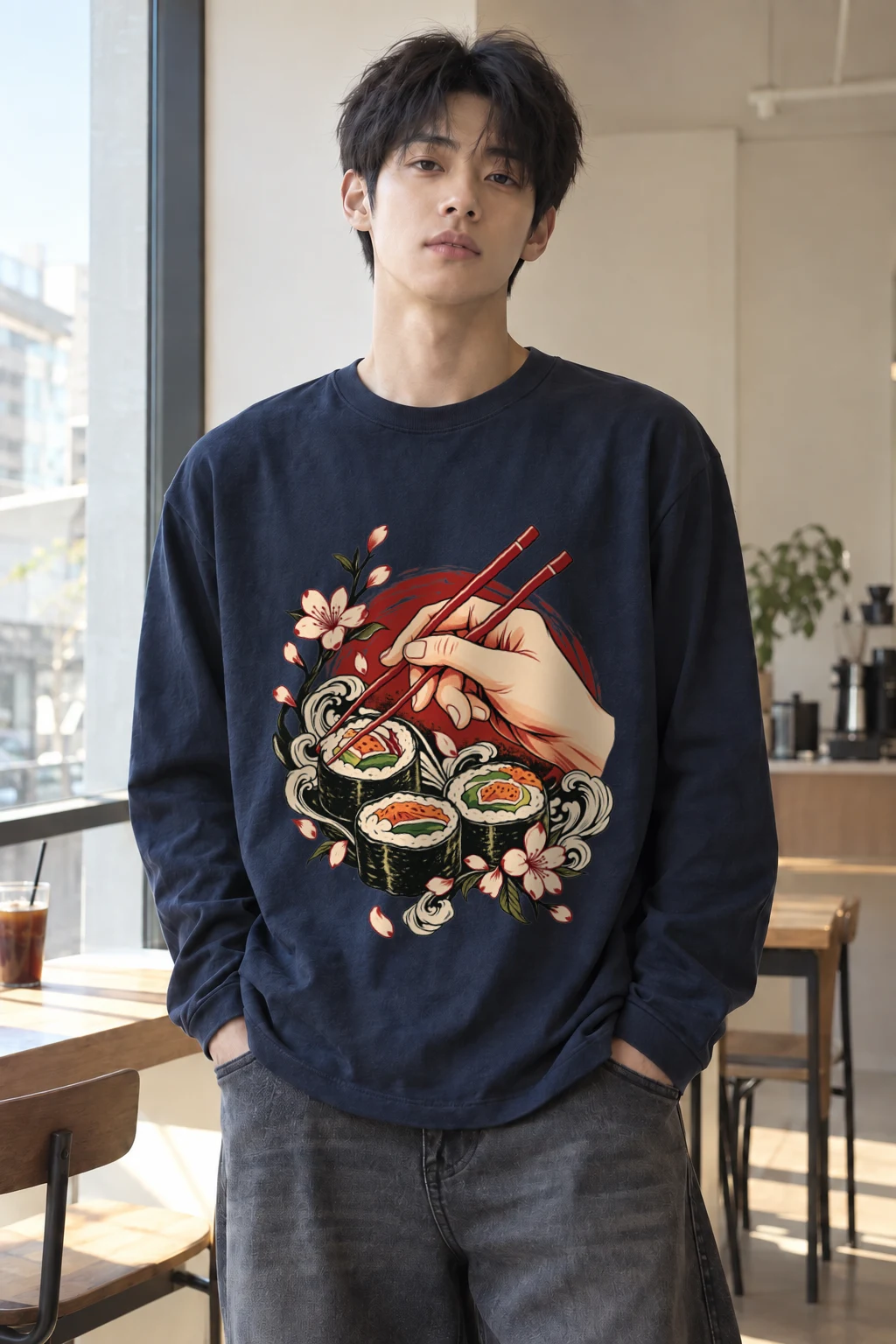 "Sushi Wave Ritual" Unisex Longsleeve T-shirt | Gildan 2400