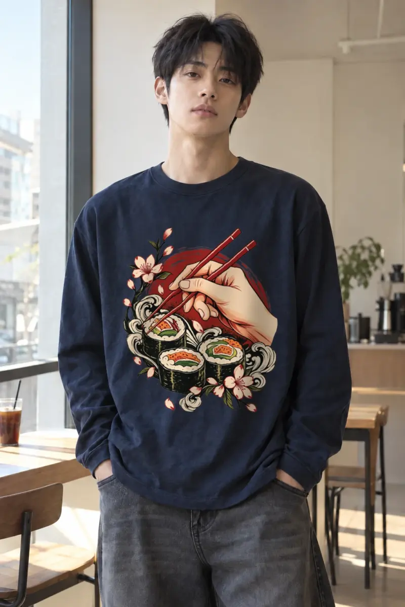 "Sushi Wave Ritual" Unisex Longsleeve T-shirt | Gildan 2400