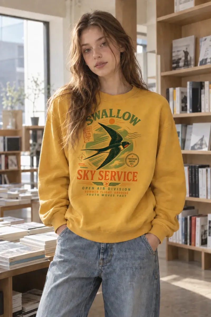 "Swallow Departure" Heavy Blend Unisex Crewneck Sweatshirt | Gildan 18000