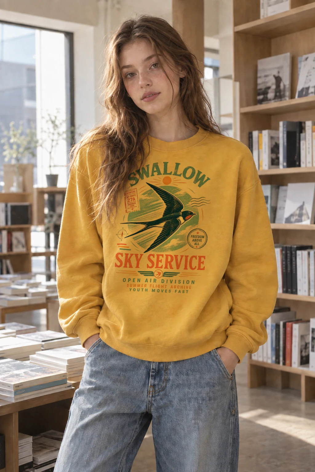 "Swallow Departure" Heavy Blend Unisex Crewneck Sweatshirt | Gildan 18000