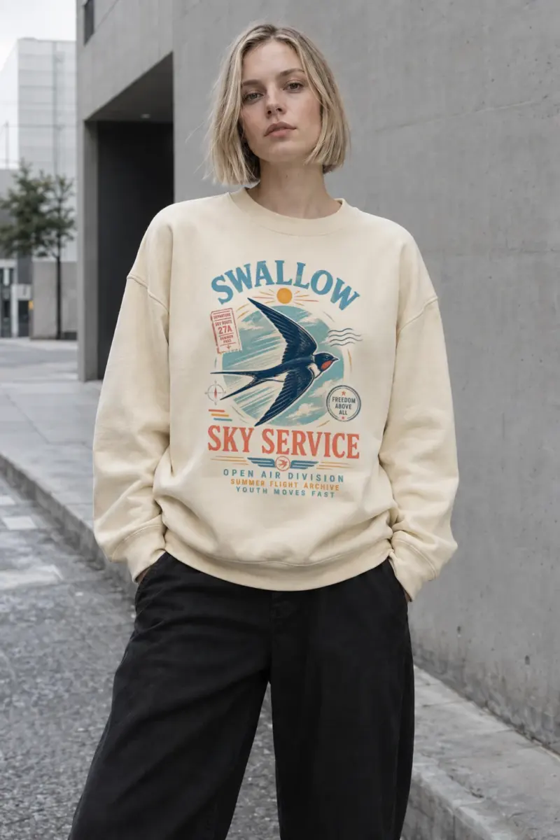 "Swallow Sky Route" Unisex Sponge Fleece Crewneck Sweatshirt | Bella + Canvas 3901