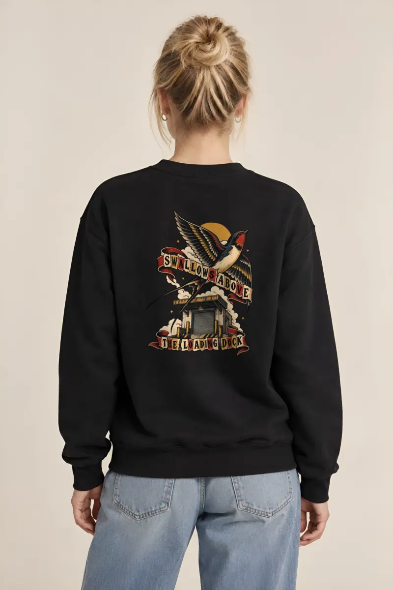 "Swallows Above the Loading Dock" Heavy Blend Unisex Crewneck Sweatshirt