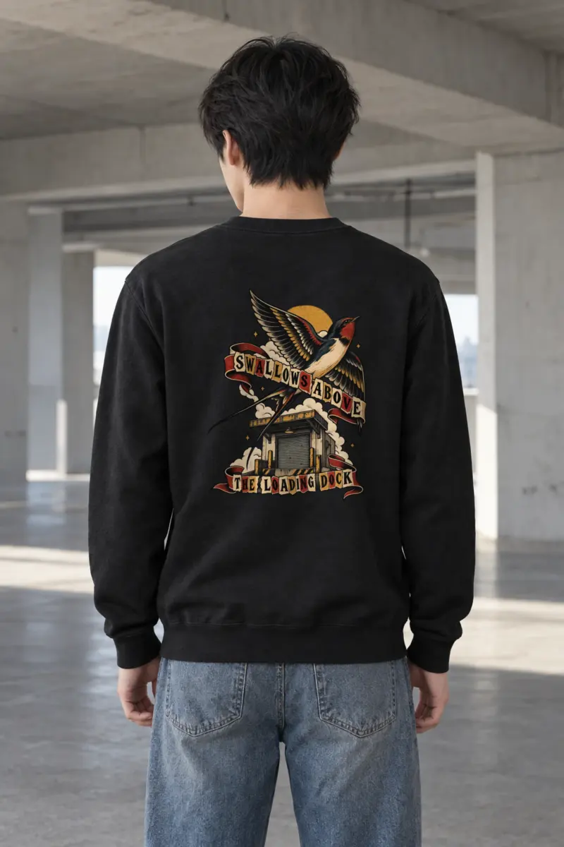 "Swallows Above the Loading Dock" Heavy Blend Unisex Crewneck Sweatshirt
